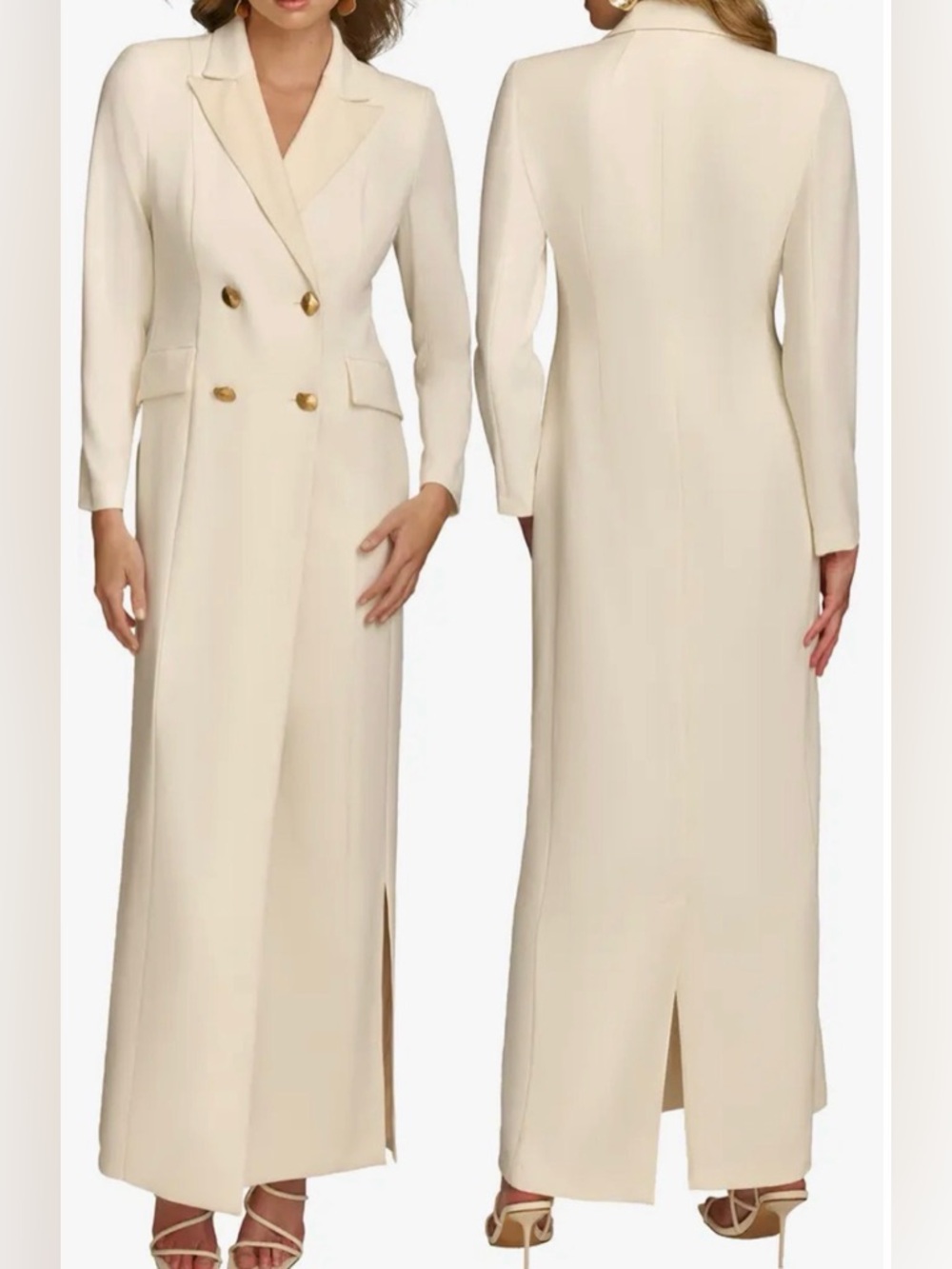 NEW DONNA KARAN NY Double Breasted Long Sleeve Crepe Blazer Gown Sz 4